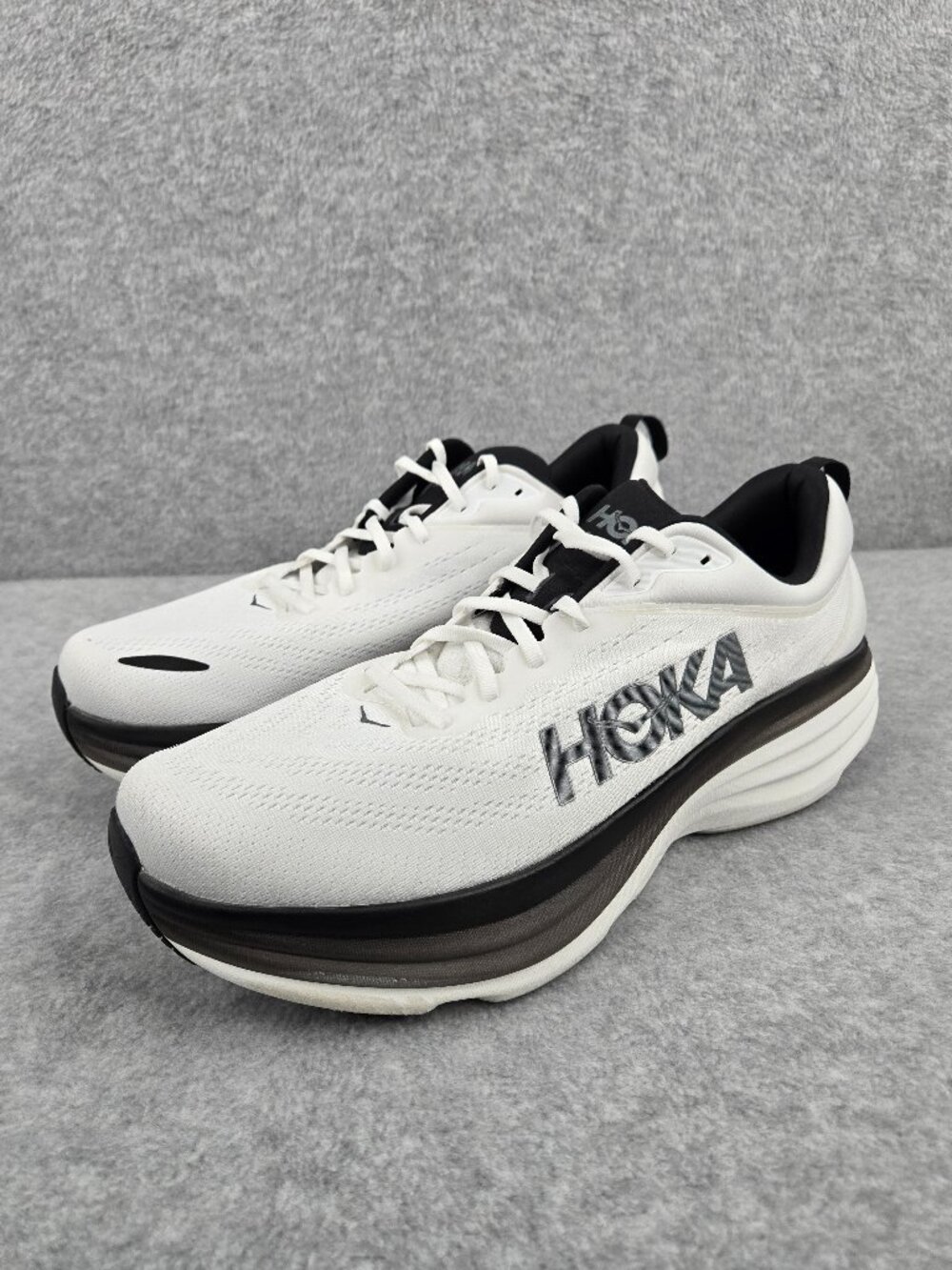 Hoka One One Shoes Mens 14 D Bondi 8 White Black Athletic Running Sneakers